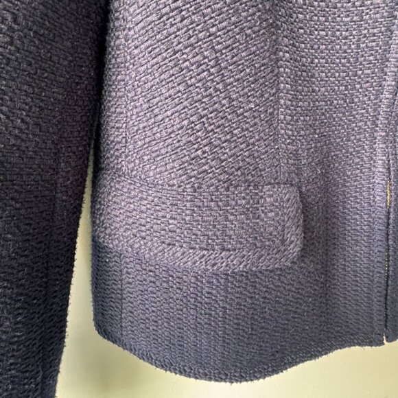 Talbots Cropped Zippered Collarless Blazer Navy - Picture 6 of 11